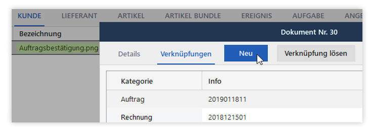 Dokumente PRO Verknüpfung Hinzufügen
