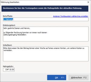 Änderung bestehender Forderungen