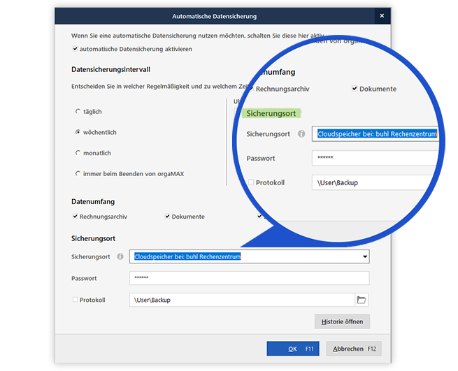 Sicherung PRO Sicherungsort