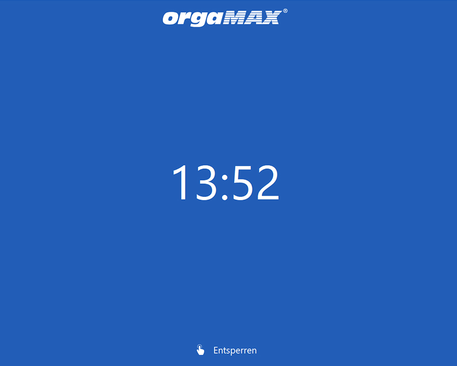 OrgaMAX 19 Kasse Sperrbildschirm